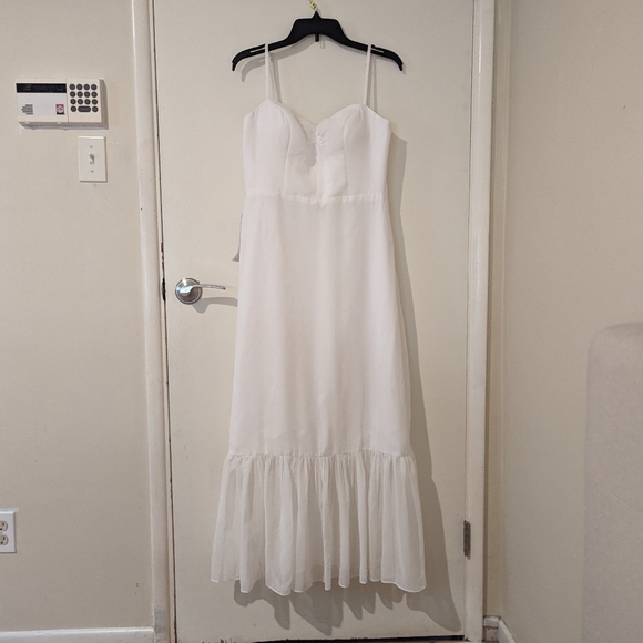 White Chiffon Azazie Justina Dress - Picture 5 of 8